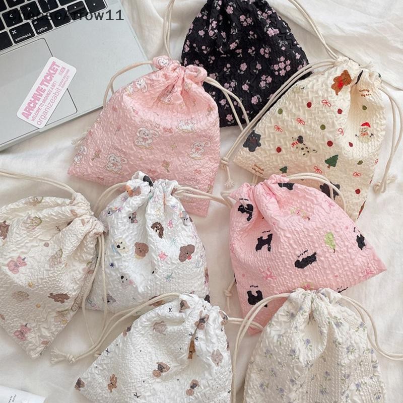 CHE 1PCS เกาหลีน่ารักกระเป๋าใส่เหรียญขนาดเล็ก Key หูฟัง Drawstring กระเป๋าเก็บสาวเครื่องประดับลิปสติกเครื่องสําอางเชือกกระเป๋ากระเป๋า TH