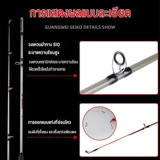 Hamigreen คันเบ็ดตกปลา เบ็ดตกปลา คันเบ็ดตกปลาแบบหมุน คันเบ็ดเบส เบ็ดตกปลาเสาหมุน แบบใยแก้ว 2 ส่วน ด้ามจับ 1.8 ม./2.1 ม.