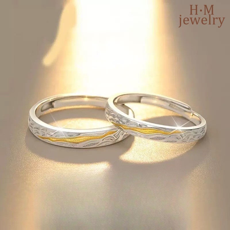 Tyndall Effect คู่ Niche Light Luxury High-end ปรับแฟชั่นอเนกประสงค์วันวาเลนไทน์แหวนคู่