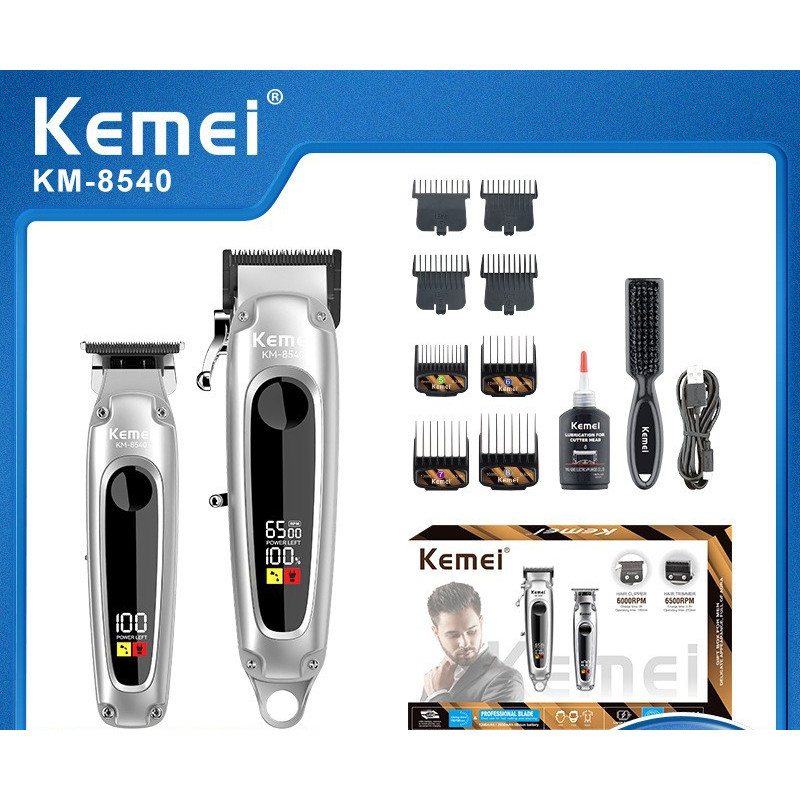KEMEI KM-8540 ปัตตาเลี่ยนตัดผมมืออาชีพ - เครื่องโกนหนวดแบบหลักและรายละเอียดสําหรับ Taper Fades, อายุ