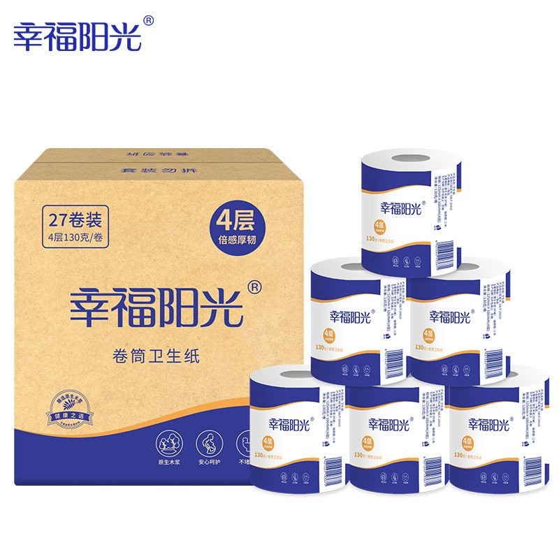 ((บรรจุภัณฑ์ทั้งกล่อง) Gram Roll 27 กระดาษชําระ 4 Happy Sunshine E2M1130JEC Roll Layer 130 Series Cl