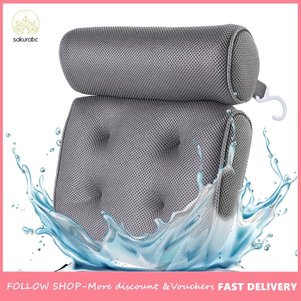 sakurabc-th 1 pcs ไม่ลื่นสปาอ่างอาบน้ำหมอนถ้วยดูดที่ทรงพลังสำหรับการรองรับไหล่และลำคอเหมาะกับอ่างขนา