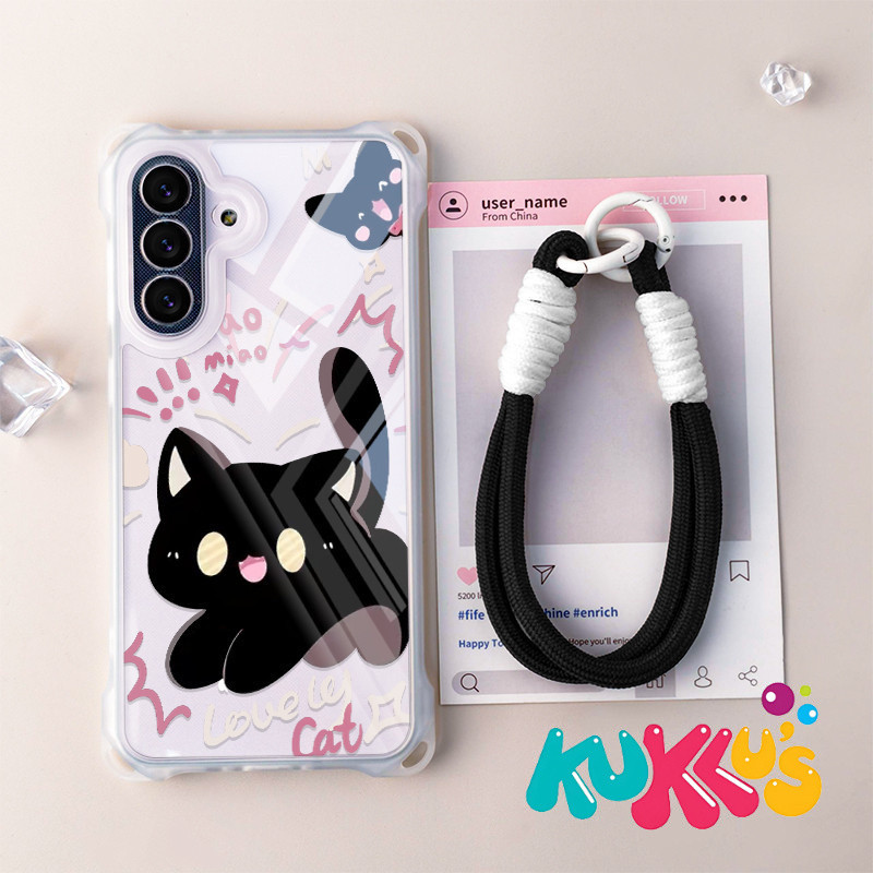 HP GANTUNGAN เคสโทรศัพท์แมวดํา + ไม้แขวนเสื้อสําหรับRealme C75 C75X C71 C51S C51 C53 หมายเหตุ 50 Sjg