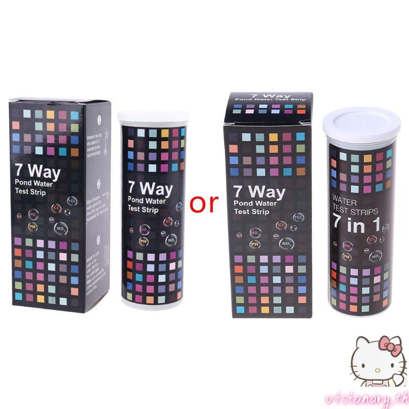 Vision 50 ชิ้น PH แถบทดสอบ 7 in 1 ทดสอบคุณภาพน้ํา PH คลอรีนความแข็งด่าง
