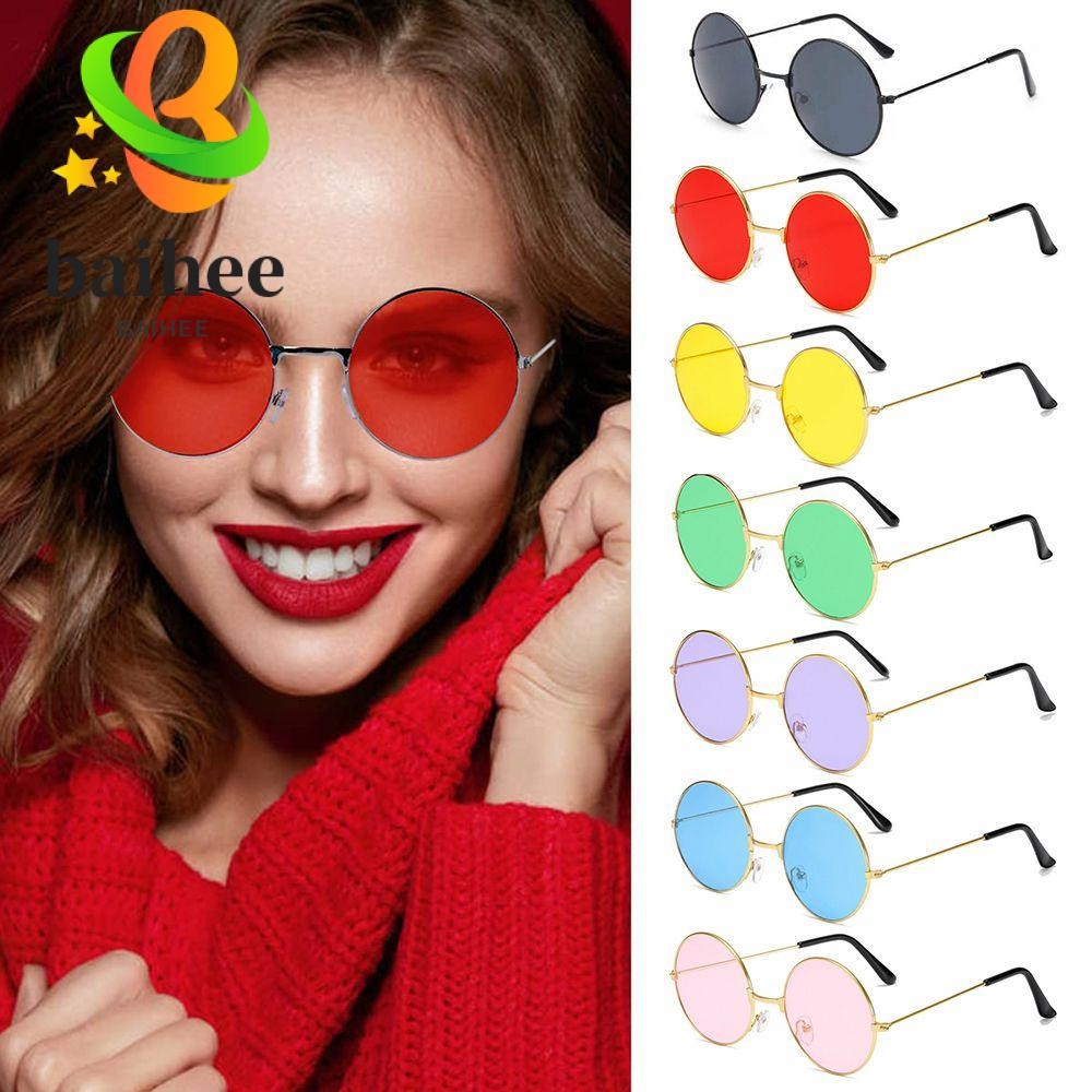 BAIHEE แว่นกันแดดทรงกลม Retro Party Disco Circle Glasses