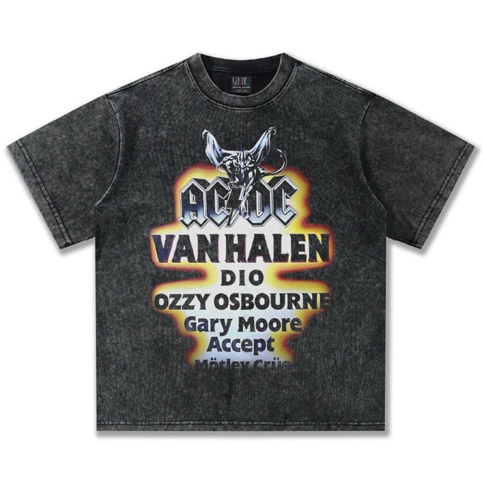 เสื้อยืดฟอก ACDC Retro "Van Halen"