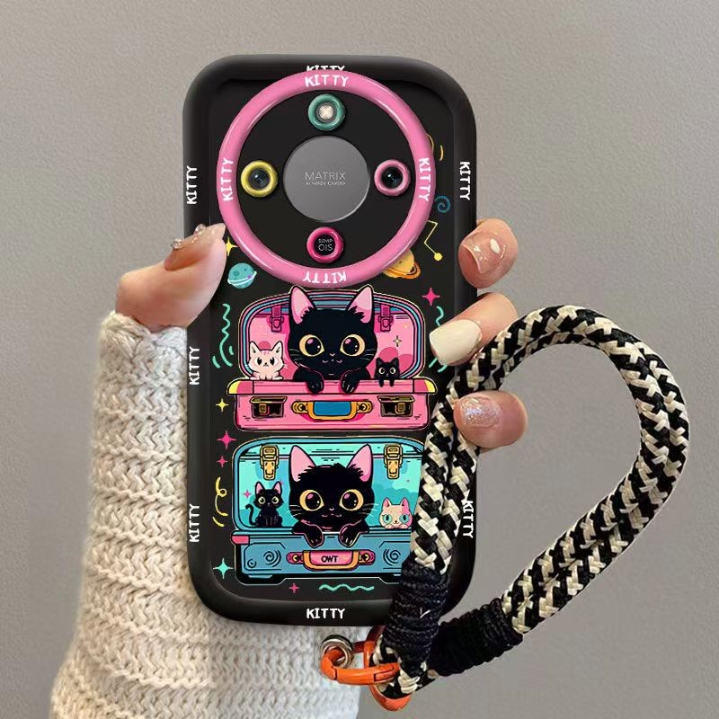 สําหรับ Honor X9D 5G กรณี Honor X9C 5G สีสัน Planet Cat พัฟเคสโทรศัพท์ซิลิโคนเหลวเลนส์ Precision Hole Full Coverage Anti-drop Soft