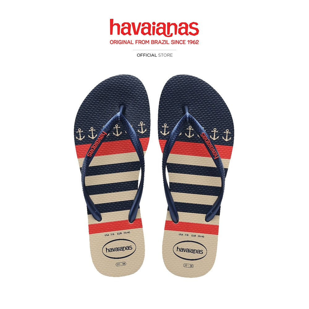 HAVAIANAS รองเท้าแตะ Slim Nautical Flip Flops CREAM/BLUE 41371258009F_H3CMNY