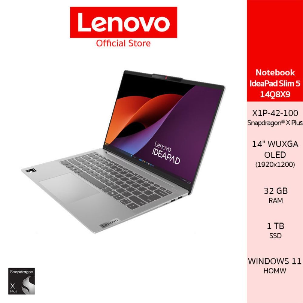 [ผ่อน 0%]Lenovo Ideapad Slim 5 14Q8X9(83HL001KTA)Notebook Snapdragon X Plus X1P-42-100 32GB SSD 1TB 
