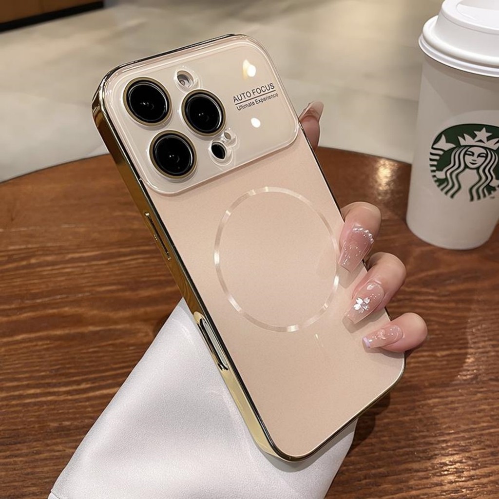 ใหม่หรูหราสีชมพูเคลือบเคสโทรศัพท์แม่เหล็กแข็งพร้อมฟิล์มป้องกันเลนส์สําหรับ ไอโฟน 14/15/16/17 มือโปร สูงสุด ราคา ถูกที่สุด ดีลบีเคเค แกลเลอรีภาพที่ 3