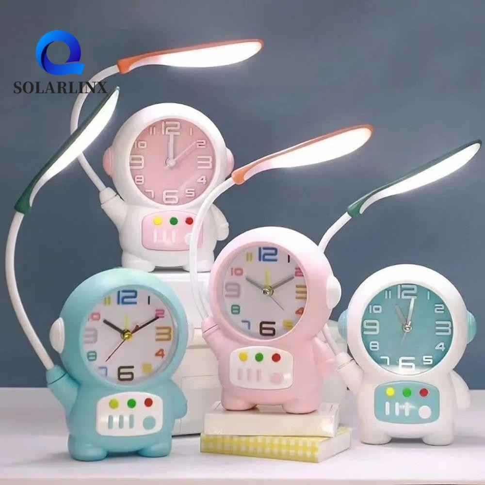 นาฬิกาปลุกเรืองแสง SolarLinx กับโคมไฟตั้งโต๊ะนักบินอวกาศ พลาสติกคุณภาพดี สามารถเปลี่ยนแบตเตอรี่ได้สะดวก