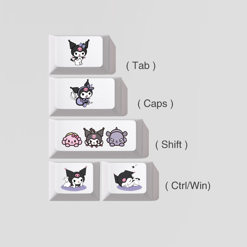 keycap ไฟลอด keycap Kuromi Cute Keycap diy Mechanical Keyboard Button Original Factory ความสูง pbt ว