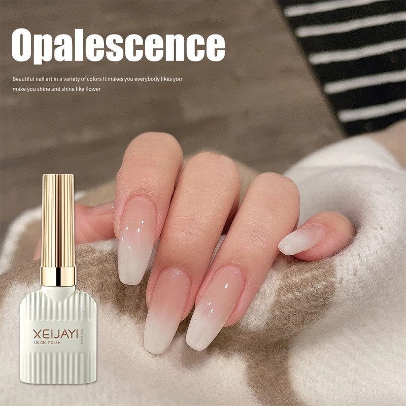 Pudding Milky White Gel Nail Polish, Pure Color UV Gel Polish สําหรับมืออาชีพ Starter Nail Art DIY 1