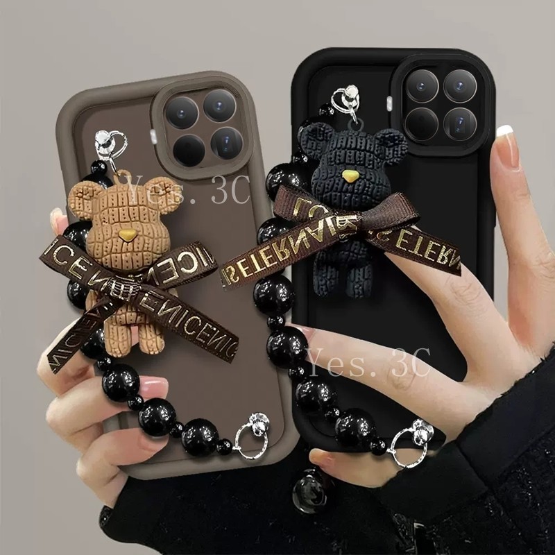 ลมหอมน้อย เคส Phone Case Xiaomi 15T Pro POCO M7 4G 5G ใหม่แฟชั่นเรียบง่ายสร้างสรรค์ป้องกัน เคสโทรศัพท์ ป้องกันการหล่นพร้อมสายรัดข้อมือหมีการ์ตูน Cover
