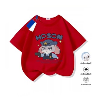 เสื้อยืดเด็ก ลายกระต่ายตำรวจ ผ้าคอตตอนเนื้อนุ่ม 90-150
