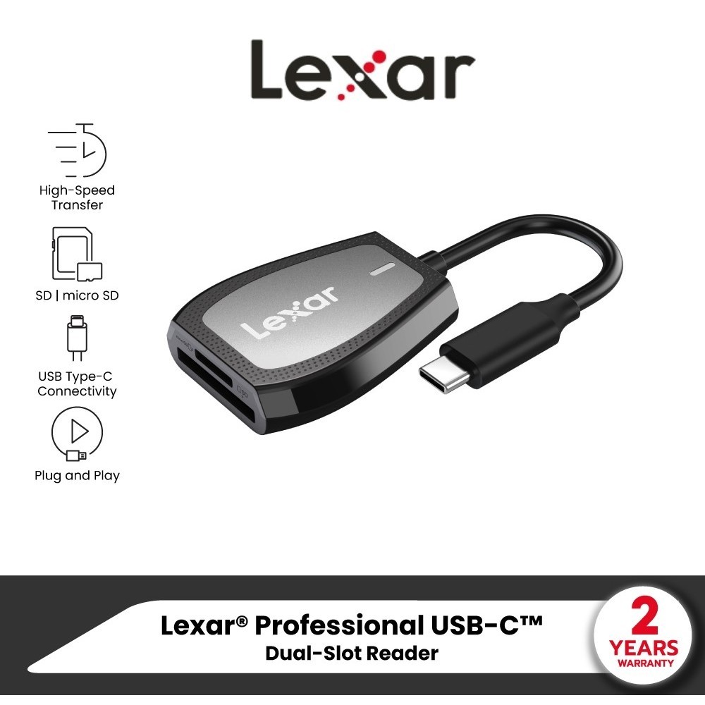 ส่งด่วน Lexar Dual-Slot SD/MicroSD Card, USB-C, UHS-I, UHS-II, Card Reader ใส่การ์ด 2 ช่อง (LRW470U)