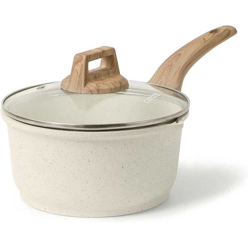 CAROTE 1.8Qt Sauce Pan Set with Lid Nonstick Saucepan Non Stick Sauce Pots Cooking Pot with Pour Spo