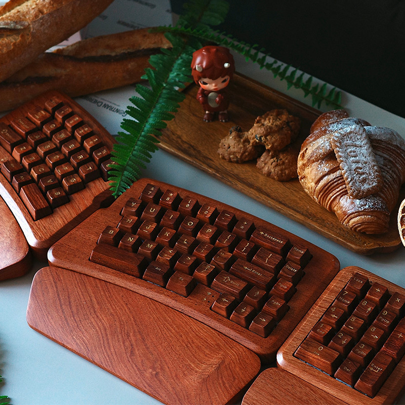 FEKER Alice60 สามโหมดแม่เหล็กแยก Rosewood RGB ไม้ Tuo Ergonomic คีย์บอร์ดแบบกลไก