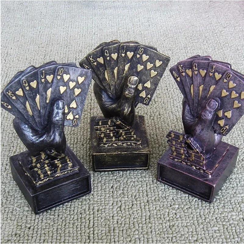 Texas Hold'em Baccarat Retro Resin Trophy Small Size Souvenir Collectibles Home Decoration Gifts Entertainment Accessori