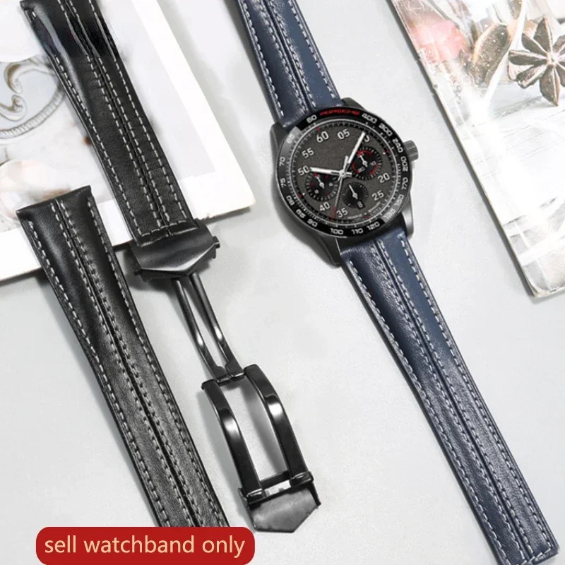 สายนาฬิกาหนังแท้สําหรับ TAG Heuer Calila Porsche Edition Heuer Cowhide Monaco Heritage 6 สายนาฬิกาอุ