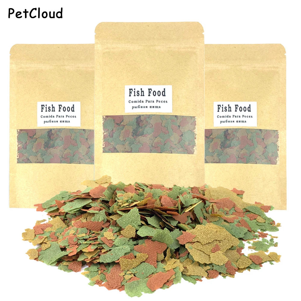 Aquarium Fish Food Flakes สี Enhacin Tropical ปลาทองประดับ Guppy Betta Feeding Grow Fast Healthy Fis