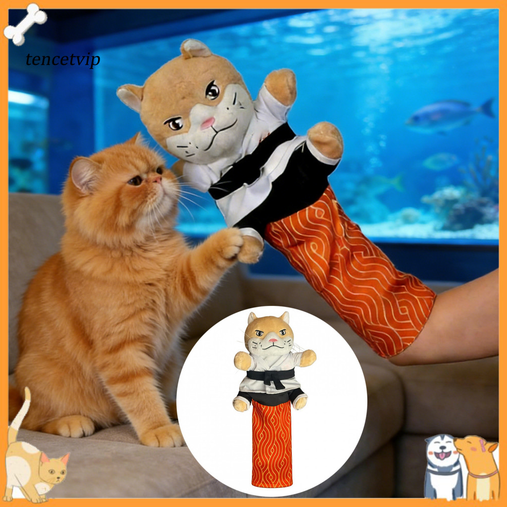 Vip Cat Wrestling Puppet Cat Karate Puppet with Protective Sleeve – Interactive Hand Puppet for Cats