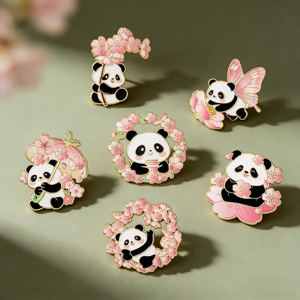 Sakura Panda เข็มกลัด Wuhan University Sakura เทศกาล Nagisa Tourist ของที่ระลึก Badge ของขวัญเล็กๆน่