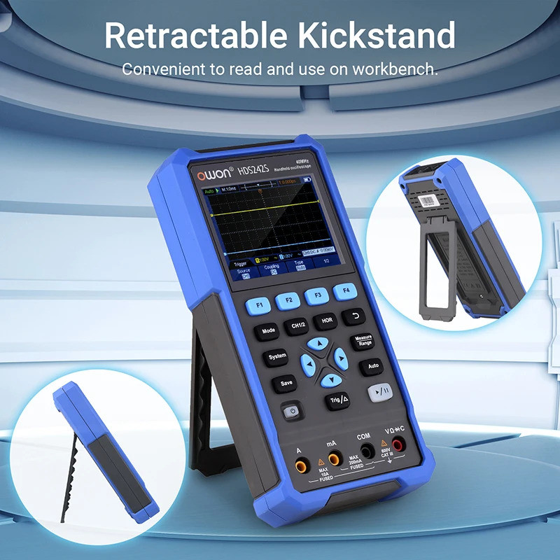 การออกแบบที่ปรับได้ OWON HDS242S Handheld Digital Oscilloscope 2 ช่อง 40MHz 250MSa/s ตัวอย่างสัญญาณเ