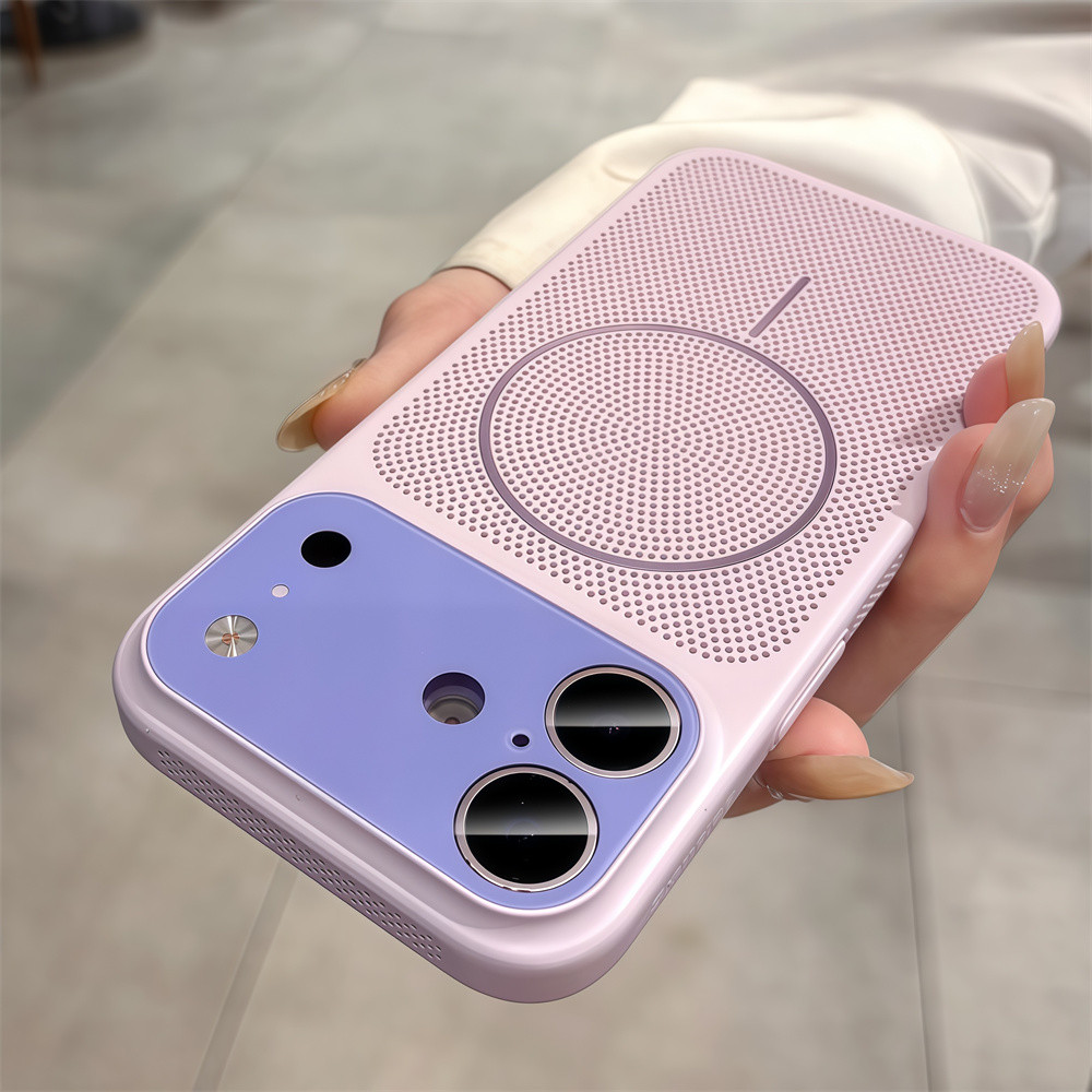การปิดกั้นสีการกระจายความร้อนเคสโทรศัพท์แม่เหล็กสําหรับiPhone 17 Pro Max 13 14 15 16 Pro Maxป้องกันเลนส์Drop Hard Caseฝาครอบป้องกันโทรศัพท์