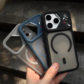 Premium Micro Hole การกระจายความร้อน Matte Magnetic อะคริลิคสําหรับ iPhone 17 Pro Max 16 Pro Max 15 14 13 12 Pro Max 14/15/16Plus ฝาครอบกันกระแทก