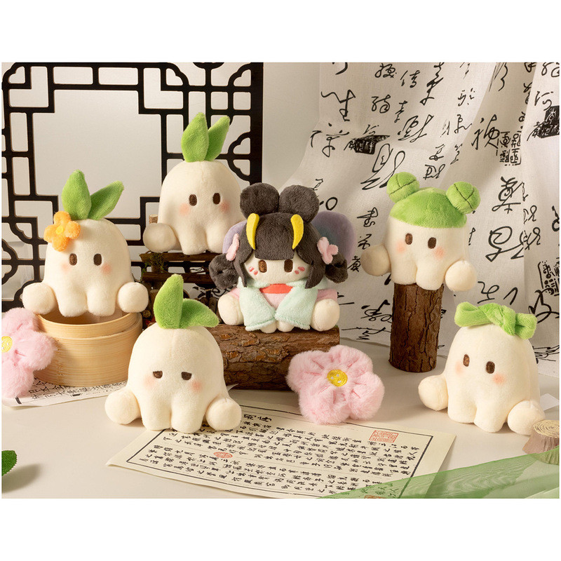 ของแท้ < Taoyuan Deep Have People > Taoyuan Food Series Squatting Plush Mystery Box สินค้าอนิเมะ Guz