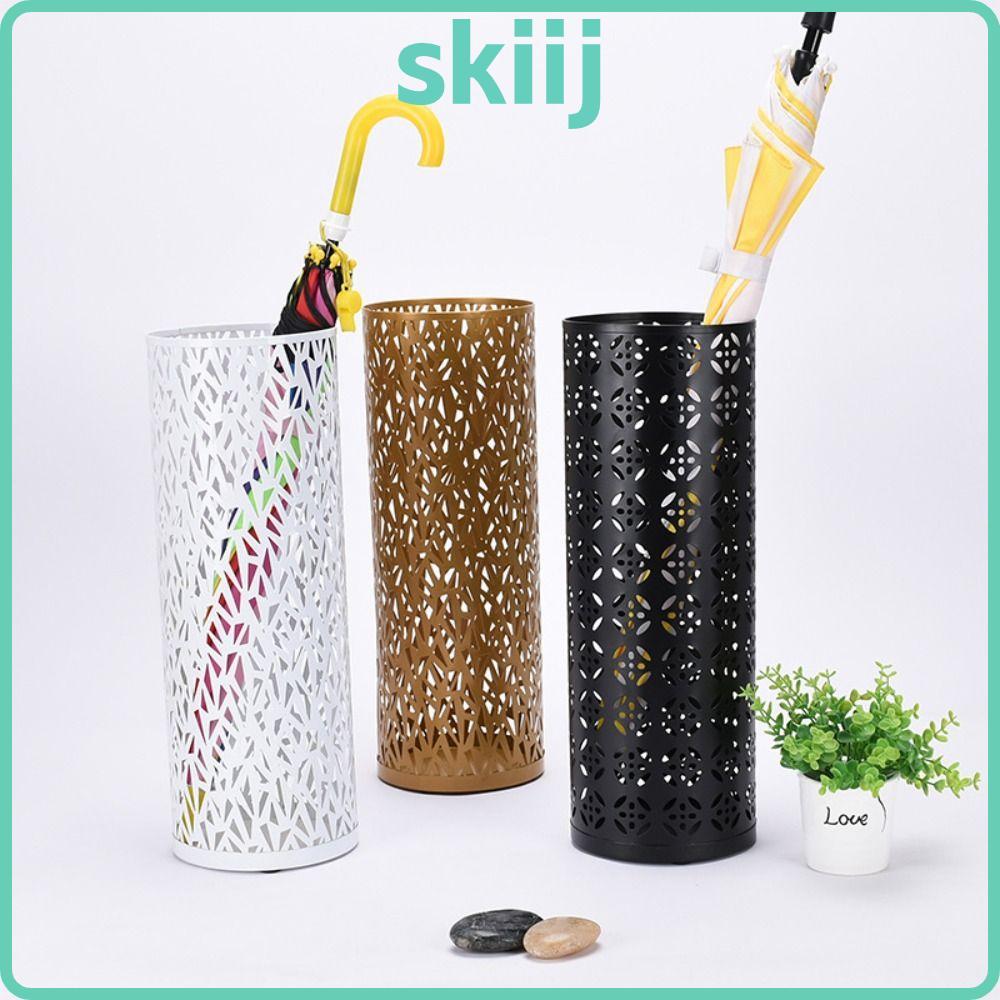 ที่วางร่ม SKIIJ, ขาตั้งร่มอิสระแบบกลวง, ถังเก็บร่มโลหะทรงกลมที่ทนทานสําหรับโฮมออฟฟิศโรงแรม