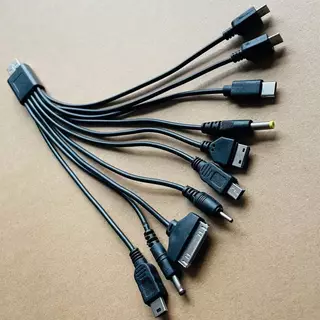 Blossomh Multi Pin Cable Charger USB Adapter Cable Data Wire Cord 10 in 1 มัลติฟังก์ชั่น USB Data Transfer Cable Universal ใหม่