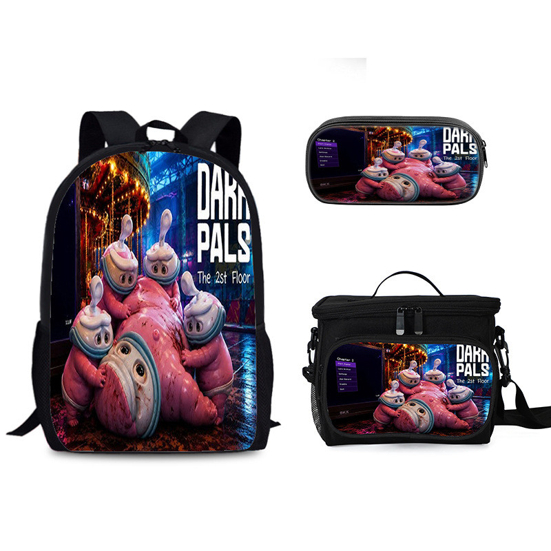 Dark Pals2 Dark Pals2 นักเรียนประถม Meal Bag กล่องดินสอ 44 ซม. กระเป๋านักเรียนชุดสามชิ้น Dark Pals2