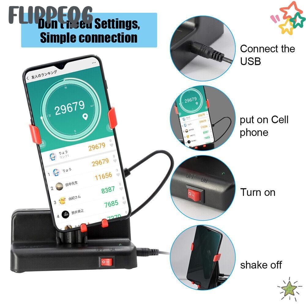FLIPPEQ6 เครื่องปั่นโทรศัพท์, ที่วางโทรศัพท์ Penholder Design Steps Counter, ตลก USB คู่มืออัตโนมัติ Swaying Swing Wiggle Pedometer สําหรับโทรศัพท์มือถือ