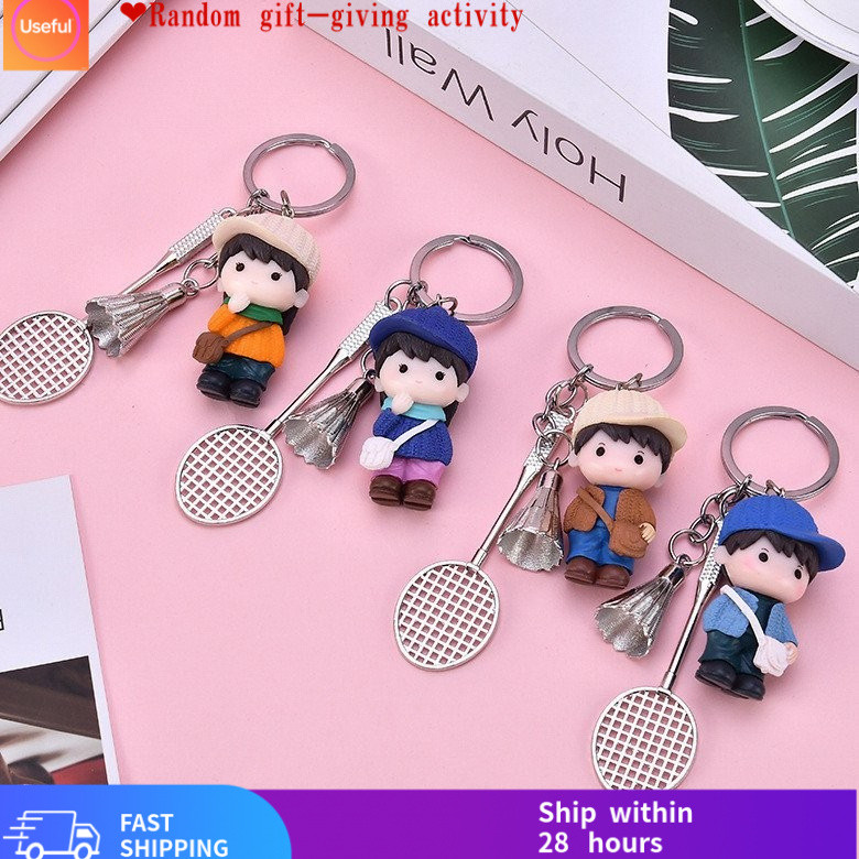 จํานวนแบดมินตัน] นักเรียน [สร้างสรรค์เหมาะสําหรับพวงกุญแจจัดส่งฟรีของขวัญ อ้าง จี้ตุ๊กตาการ์ตูน =✅