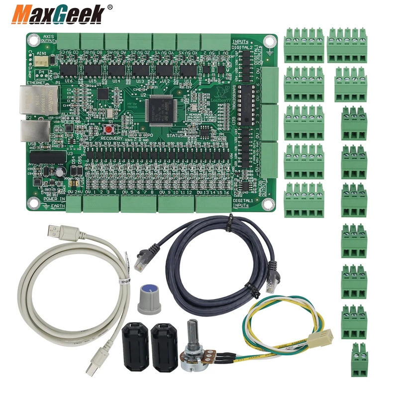 Maxgeek 6 แกน Mach3 Controller Board CNC Motion Controller รองรับ USB + Ethernet สําหรับเครื่องแกะสล