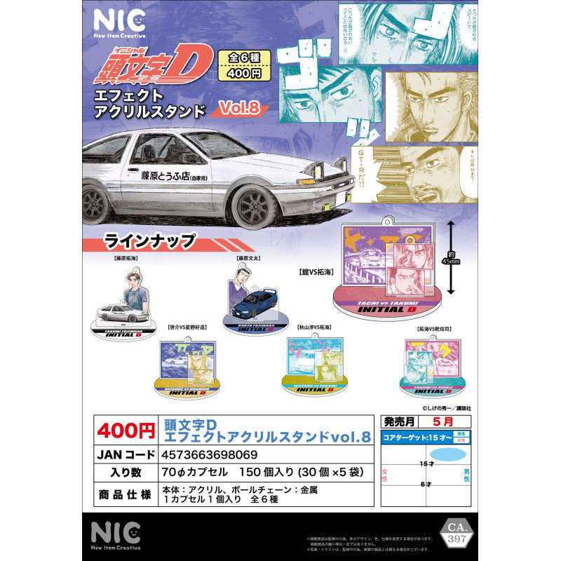 [BTF] พร้อมสต็อก NIC ของเล่นแคปซูลญี่ปุ่น Initial D ฉากขาตั้งอะคริลิค Eighth Bullet Tuohai Store W3B