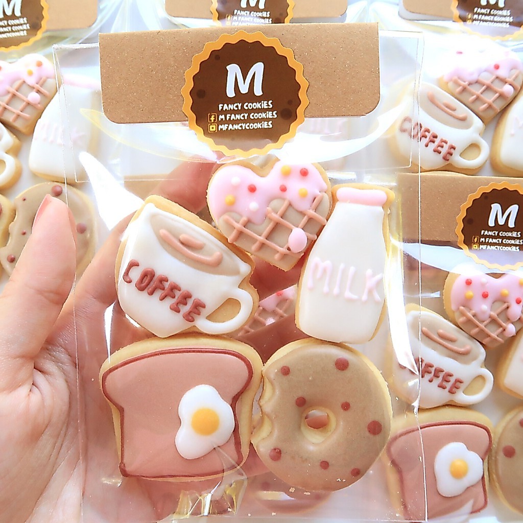 คุกกี้อาหารเช้า คุกกี้ไอซิ่ง ขนมคุกกี้ คุกกี้น้ำตาล คุกกี้เนยสด ขนมน่ารัก คุกกี้อร่อย คุกกี้ breakfast 1 set MFancyCooki