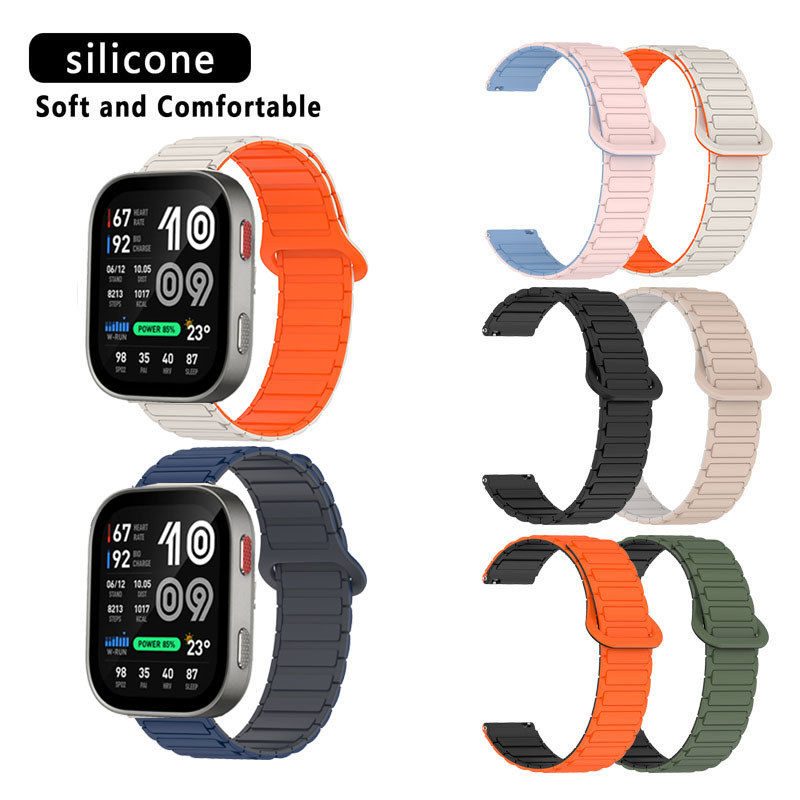 สายซิลิโคนแม่เหล็กกีฬาที่ทนทานสําหรับ Amazfit Bip Max / Bip 6 / Bip 5 / 5 Unity / Redmi Watch 5 Active 5Lite