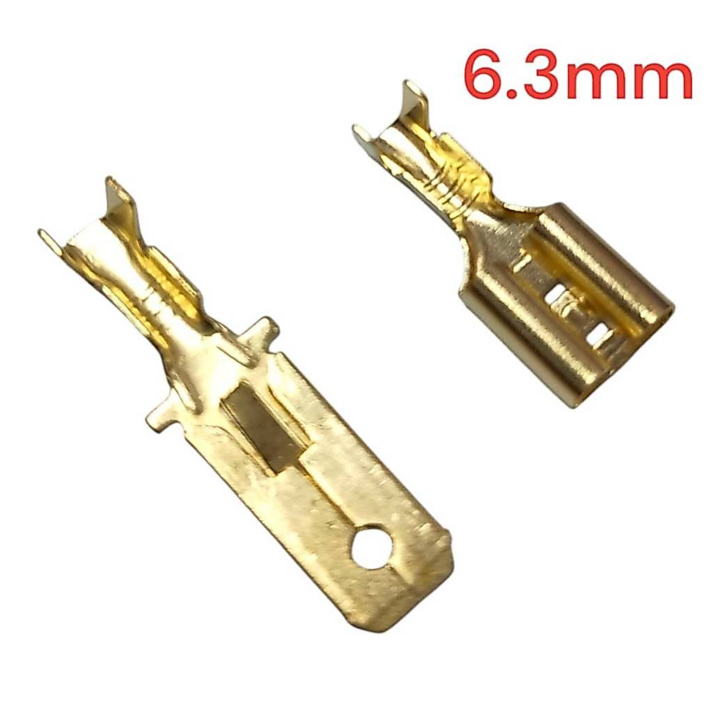 10pcs หางปลา ทองเหลือง ผู้ เมีย ขนาด 6.3mm ยางหุ้ม