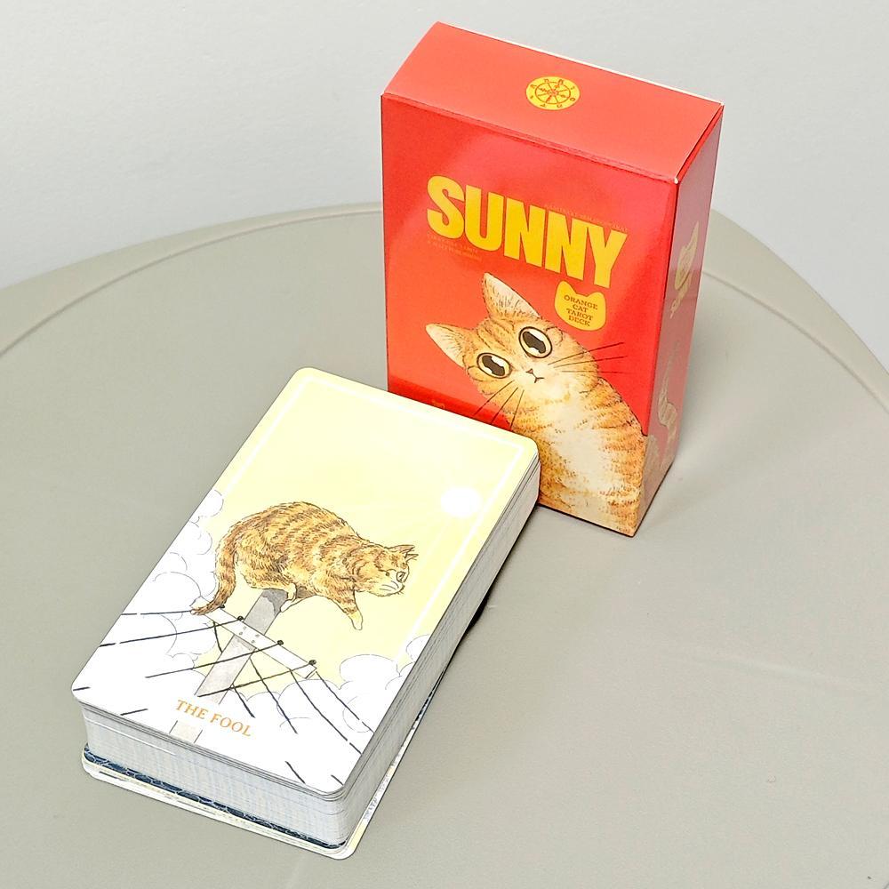 10.3*6 ซม.Sunny Orange Cat Tarot - ในขณะที่การ์ตูน Kitty Tarot Deck สําหรับผู้เริ่มต้น 78 ชิ้น