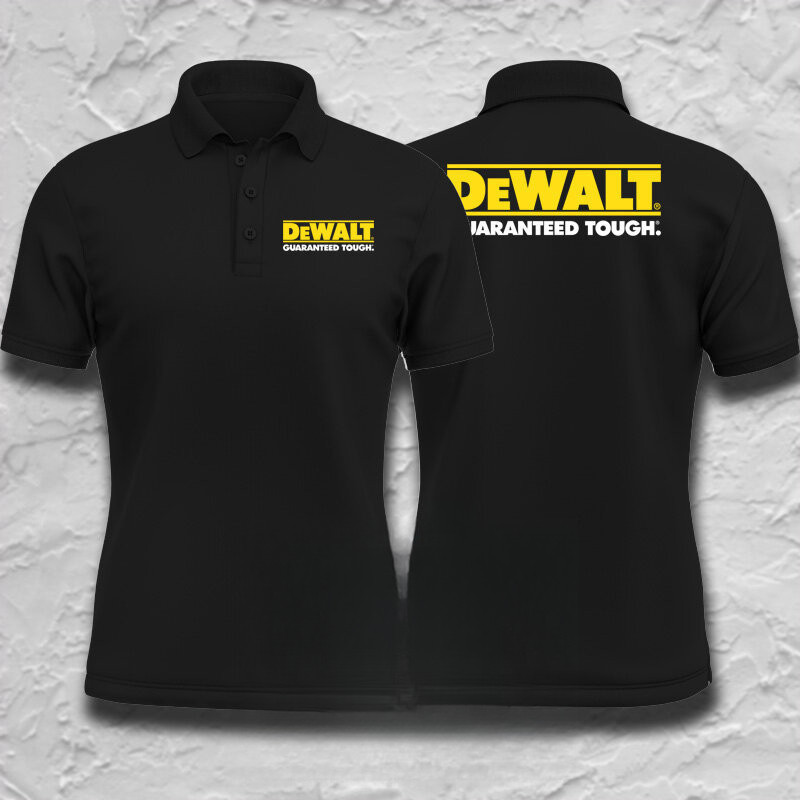 เสื้อโปโลทำงานพิมพ์ลายสองด้านจาก DeWalt Tools สไตล์พื้นฐานใช้งานได้หลากหลายทุกวัน มีไซส์ S-3XL