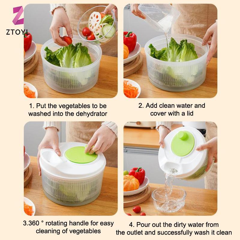[ZTO-t] 2 In 1 ตัดและล้างเครื่องสลัดในครัวเรือนสลัดเครื่องปั่นผัก Dehydrator Multi-Function ตะกร้าดูดซับคู่มือเครื่องเป่าผักผลไม้กรองครัว