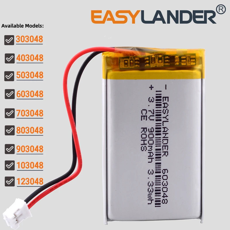 JST2.0 2Pin 3.7V 503048 800มะห์ 303048 403048 603048 703048 803048 903048 103048 123048 แบตเตอรี่ลิเ