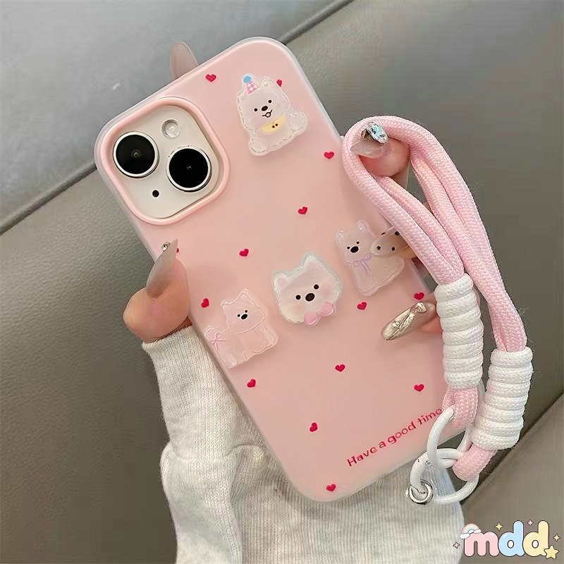 2in1เคส For OPPO Reno 14 13 12 7 Pro 14F 11F 11A F17 F25Pro 8T 8  6 4 Lite 4F A5Pro A93 A79 A74 A54 น่ารักสุนัขเชือกแขวน