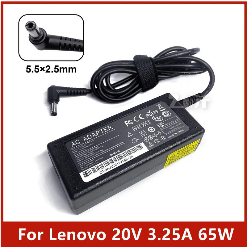 65W 20V3.25A อะแดปเตอร์ไฟ AC แล็ปท็อปเข้ากันได้กับ Lenovo G570 B570 B470 IdeaPad N585 N580 P500 Z580