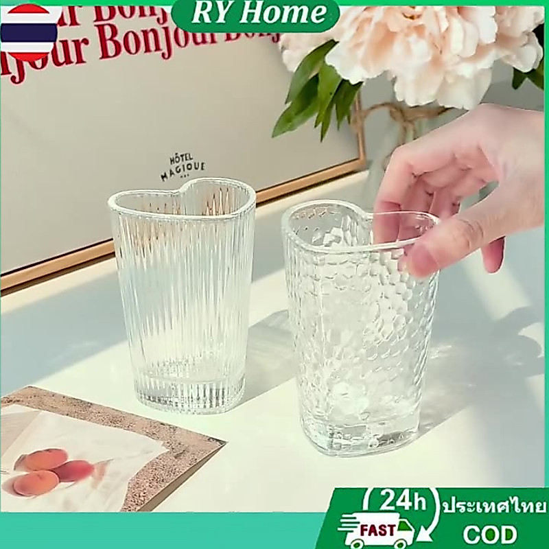 24𝐇พร้อมส่งจากไทย ใส่เครื่องดื่ม หัวใจ 150ml มัทฉะ แก้วกาแฟ ใส่ได้ทั้งร้อนและเย็น แก้วทรงสูงใส แก้วเป็นชั้นๆ ลายตรงใส่ชาเขียว ชานมไข่มุก
