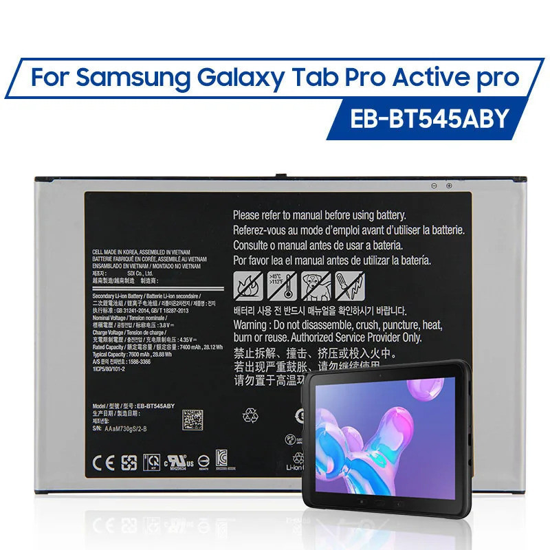 เปลี่ยนแบตเตอรี่ EB-BT545ABY 7600mAh สําหรับ Samsung Galaxy Tab Pro Active pro T545 SM-T545