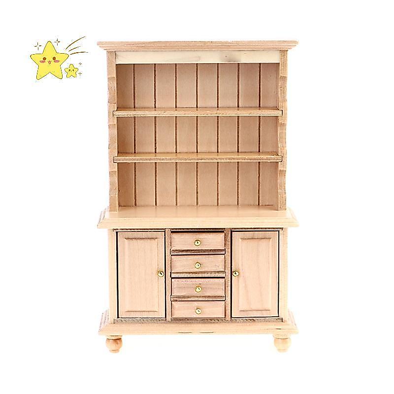[JBTH] 1:12 Dollhouse Miniature Wood Display Cupboard Shelf Cabinet Decorative Painted [JB]